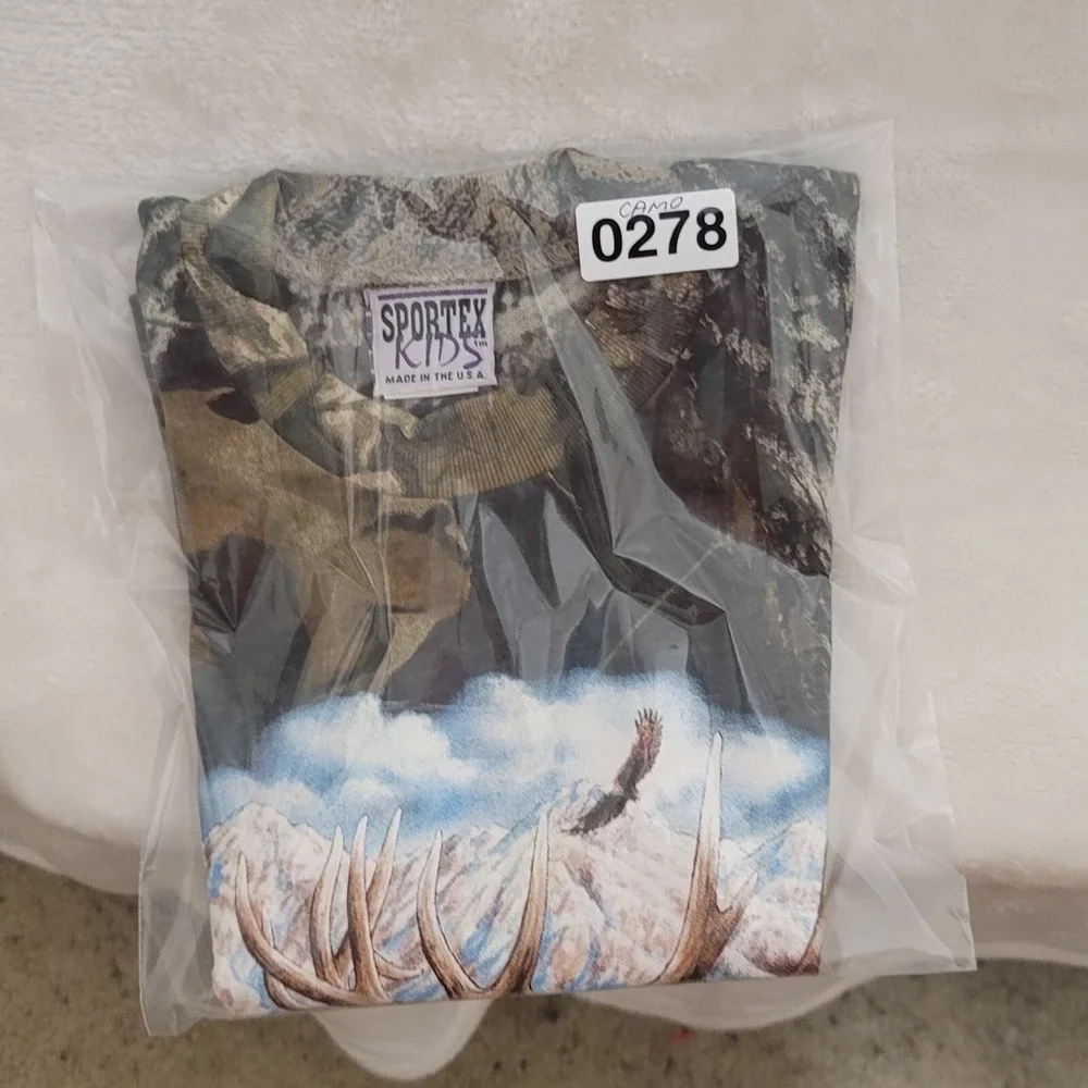 Kids Camo T Shirt Size XS Short Sleeve Camouflage Elk